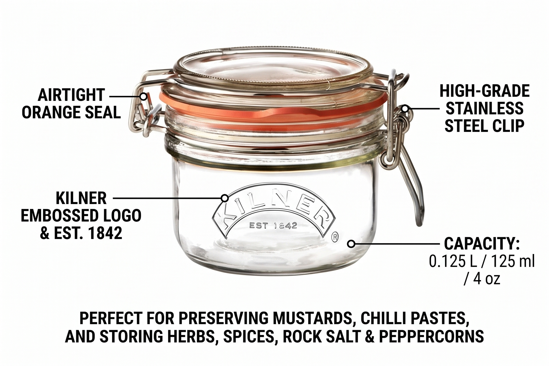 Kilner Round Swing Top Glass Jar | 4 oz