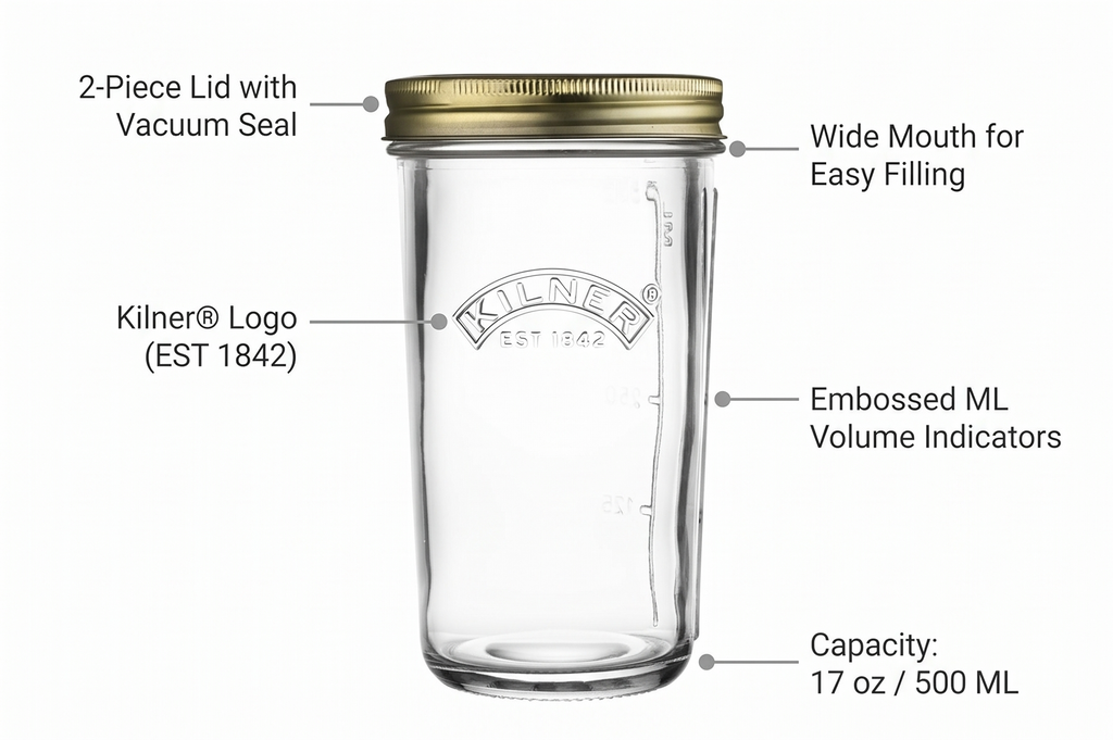 Kilner Wide Mouth Canning Jar | 17 oz