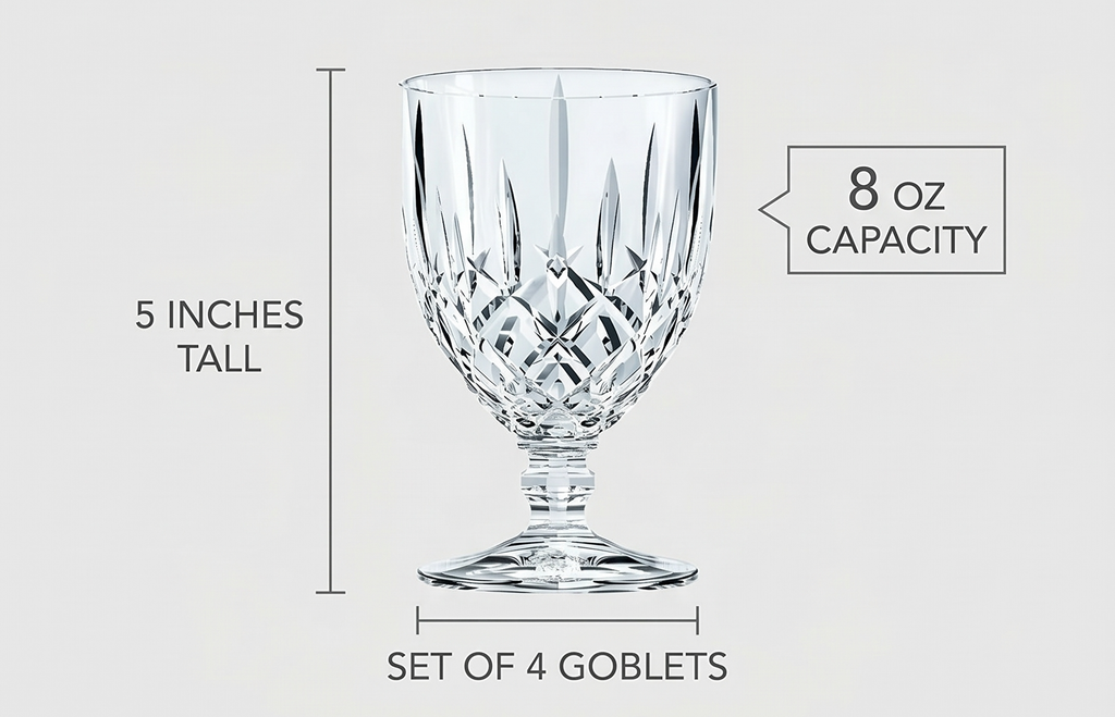 Nachtmann Noblesse Collection Small Goblet, set of 4, Made of Crystal Glass, Clear, for Holidays and Parties, Water Drinking Glasses, Goblets, Dishwasher Safe