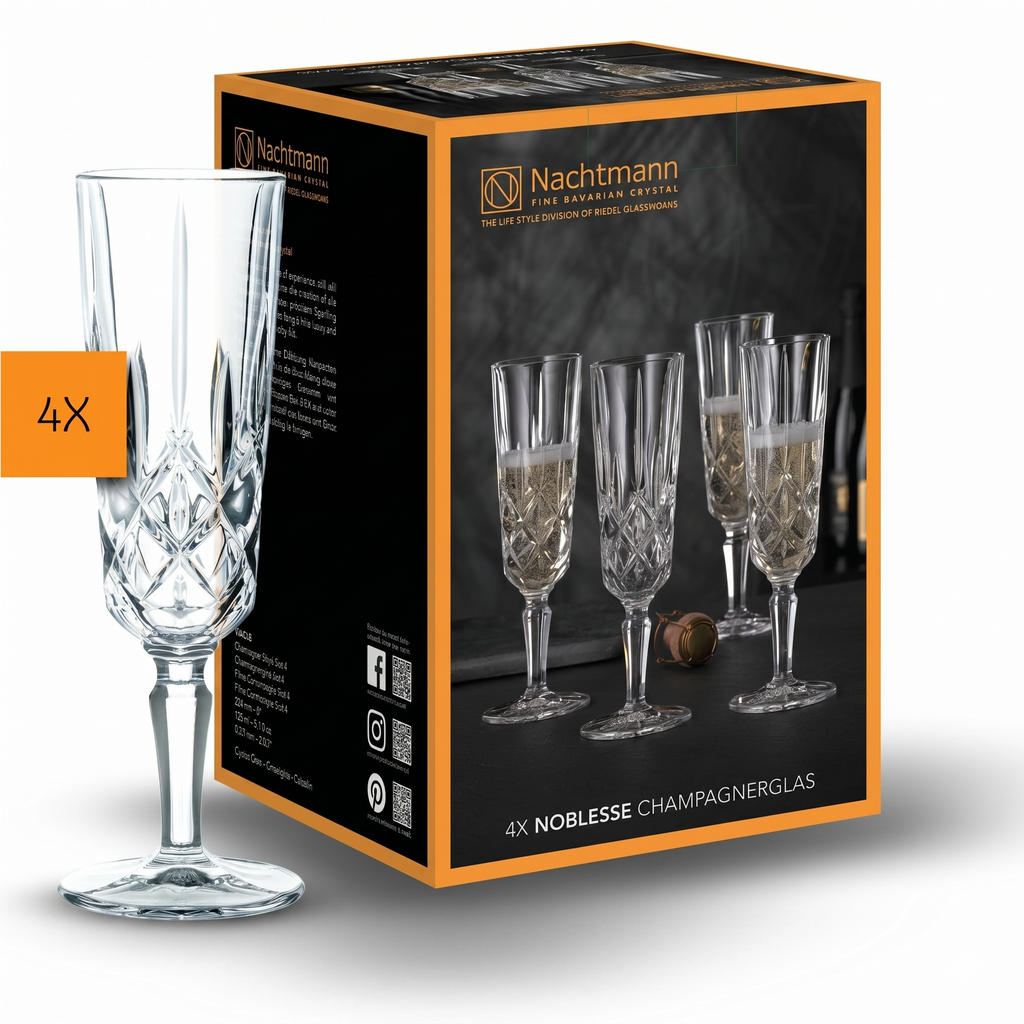 Nachtmann Spiegelau Noblesse Z109580 Champagne Glasses Set of 4 Glass Capacity Approx. ml Transparent