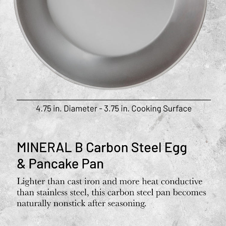 De Buyer MINERAL B Carbon Steel Egg & Pancake Pan - 4.75” Diameter - PFAS, PFOA & PFOS Free - Made in France