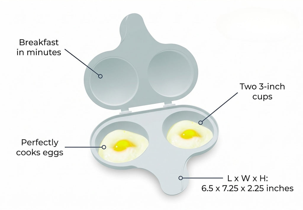 Nordic Ware Egg Poacher Microwave, 2 Cavity, White