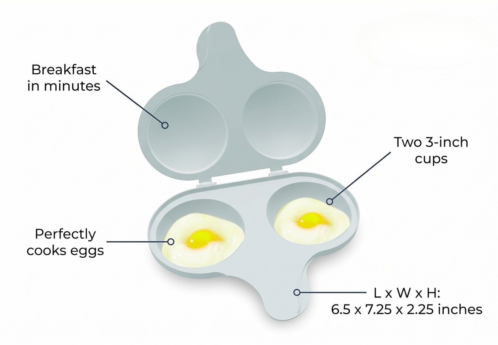 Nordic Ware Egg Poacher Microwave, 2 Cavity, White