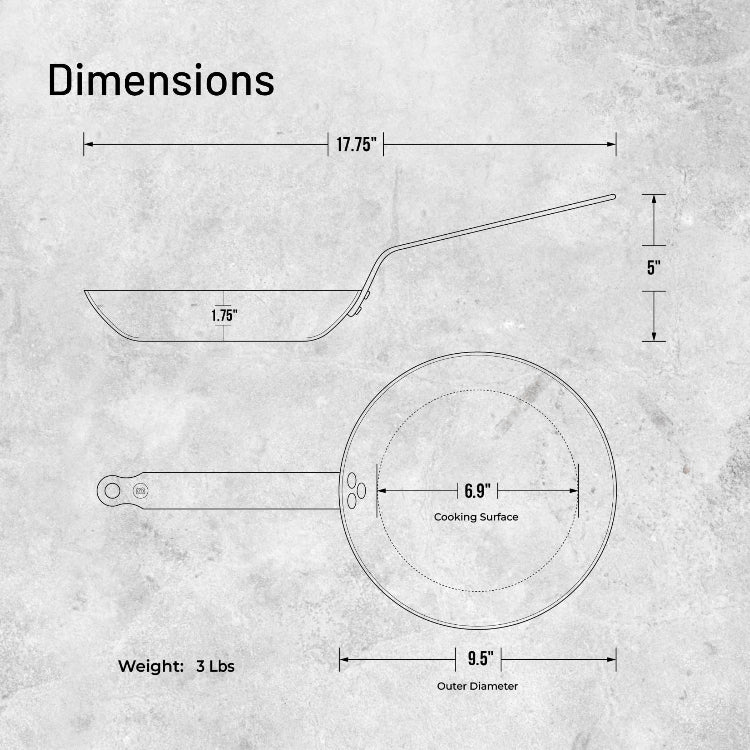 De Buyer Blue Carbon Fry Pan - 240mm 10"