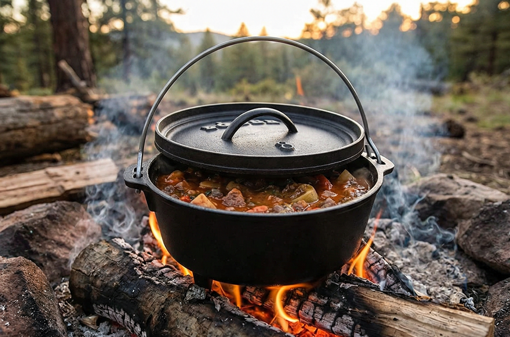 Lodge 2 Quart Pre-Seasoned Cast Iron Camp Dutch Oven with Lid - Dual Handles - Use in the Oven, on the Stove, on the Grill or over the Campfire - Black