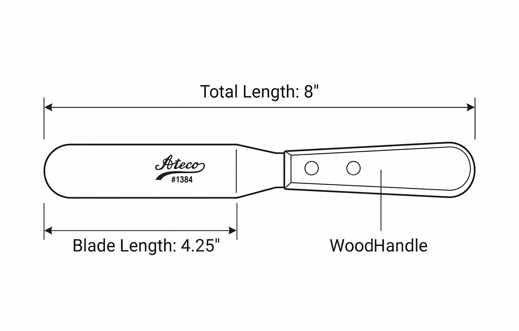 Ateco Small S/S 4-1/4" Spatula w/ Wood Handle
