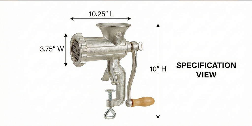 Meat Grinder w Tabletop Clamp & 2 Cutting Disks, Cast Iron Heavy Duty Sausage Maker & Manual Meat Mincer- Homemade Burger Patties, Ground Beef & More, Portable Holiday Cooking, Kitchen Essential Gift