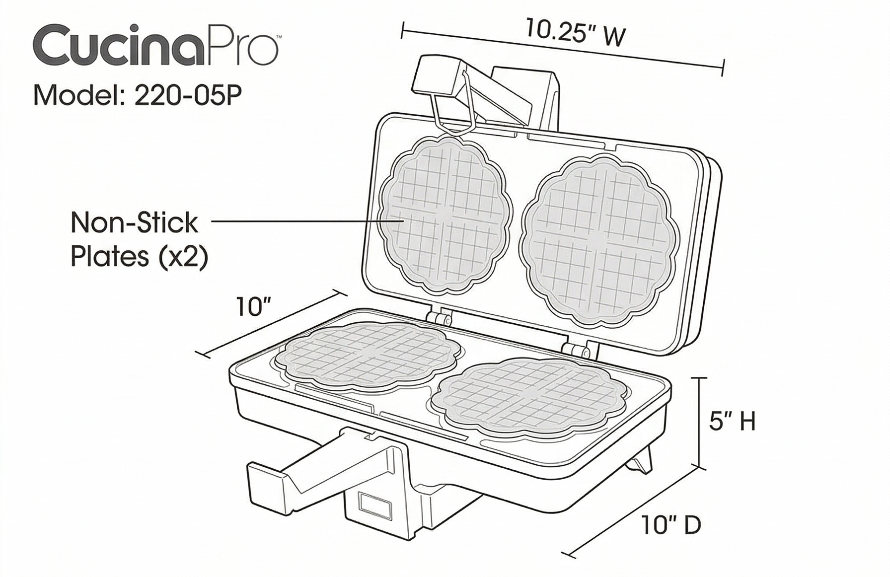 Pizzelle Maker- Polished Electric Baker Press Makes Two 5-Inch Cookies at Once, Even Heating Plates- Must Have Party Baking Supplies - Italian Easter Dessert Treat Making w Recipe Guide- Gift for Her
