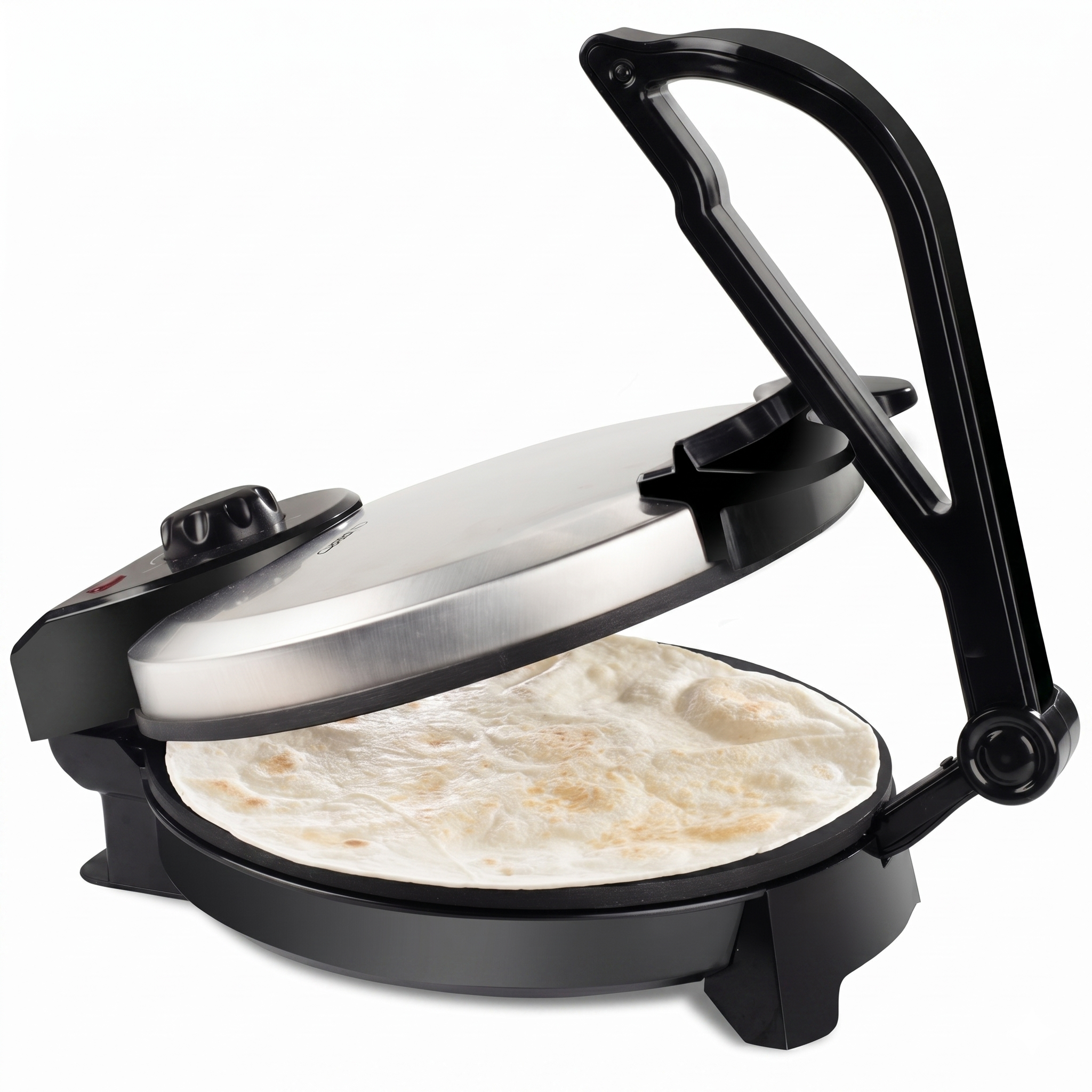 CucinaPro Electric Tortilla Maker - 10" Roti, Flatbread, Non-Stick Cooking Plates with Ready Light and Cord Wrap, Make Homemade Flour Tortillas, Chapati More- Easy to Use w Recipes, Fun for Party Meal