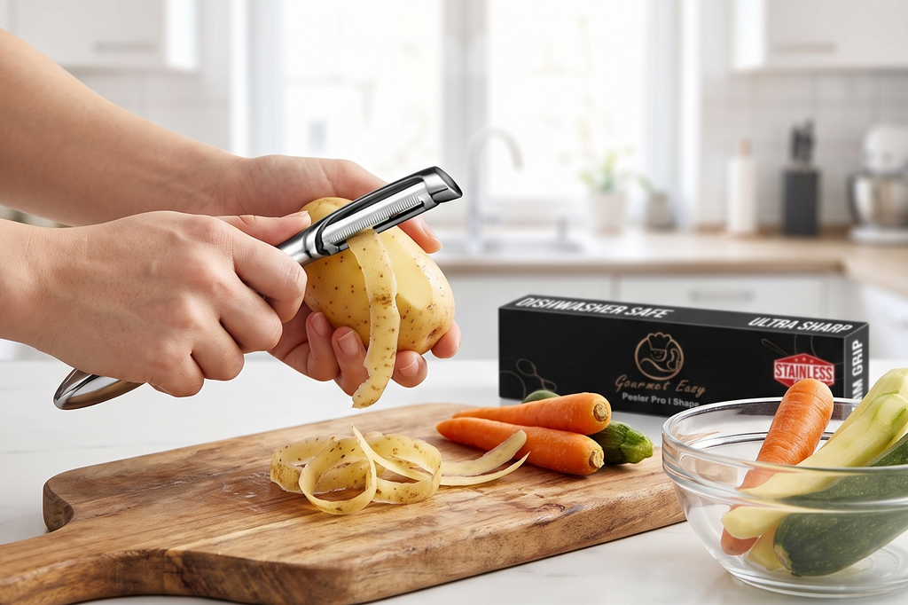 Vegetable Peeler, Premium Stainless Steel Potato Peeler, High Tensile Ultra Sharp Blade Fruit and Food Slicer, I Shaped with Ergonomic Non-Slip Handle, Dishwasher Safe with 5 Years Warranty