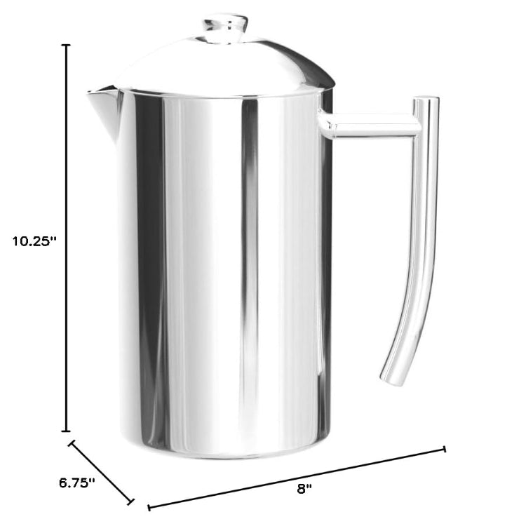 Frieling Double-Walled Stainless Steel French Press Coffee Maker - 44 oz, Polished, Extra Large Stainless Steel Coffee Press for Commercial Use - Camping Coffee Makers & Tea Press