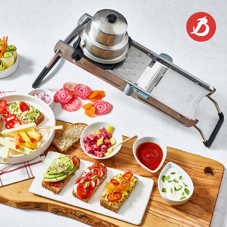 de Buyer LA MANDOLINE REVOLUTION - Removable, Double-Sided Stainless Steel Blade - Ideal for Cutting, Shredding, Dicing & Cubing - Includes Three Julienne Blades - Made in France