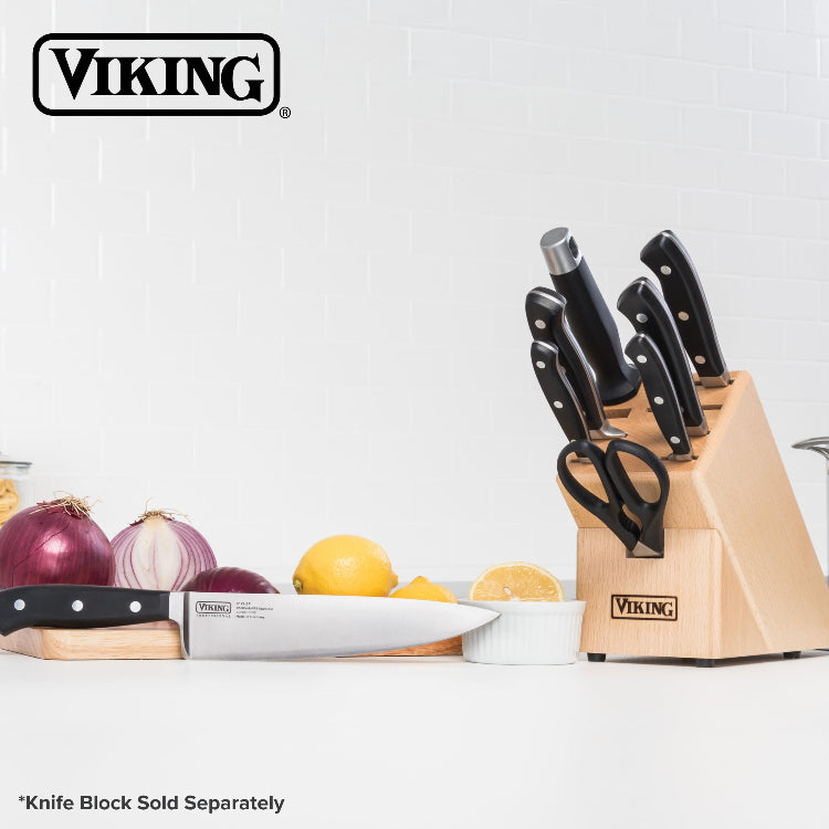 Viking Kitchen Chef Knife, 8 Inch German Stainless Steel, Razor Sharp, Ergonomic Handle, Black