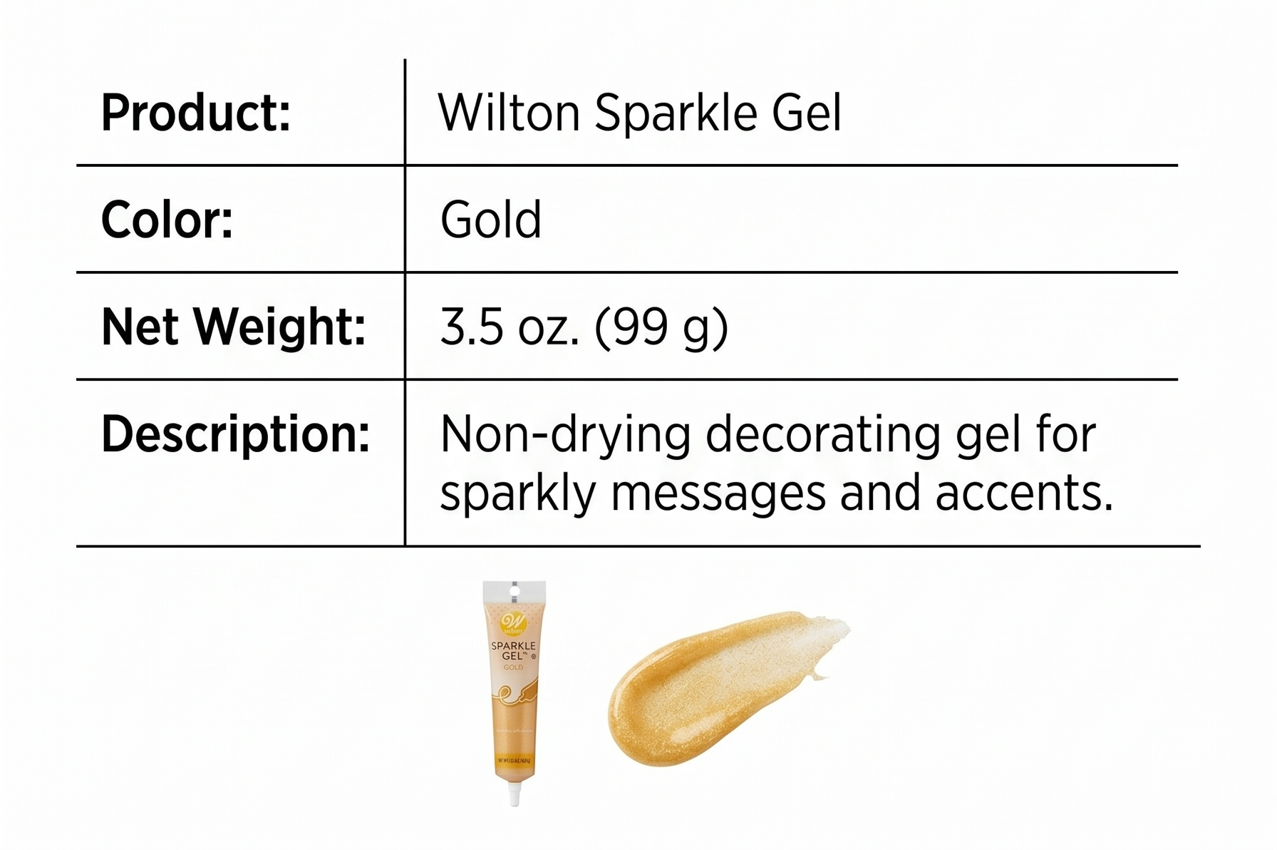 Wilton Sparkle Gel Icing, 3.5 Ounce, Gold