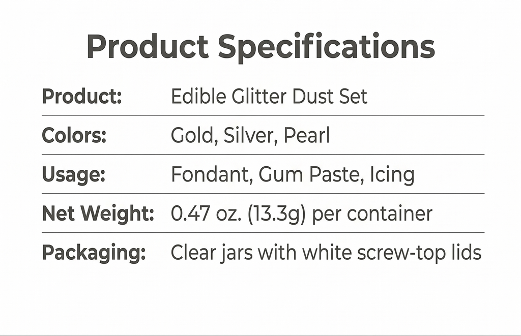 Wilton Edible Glitter Shimmer Dust, Set of 3