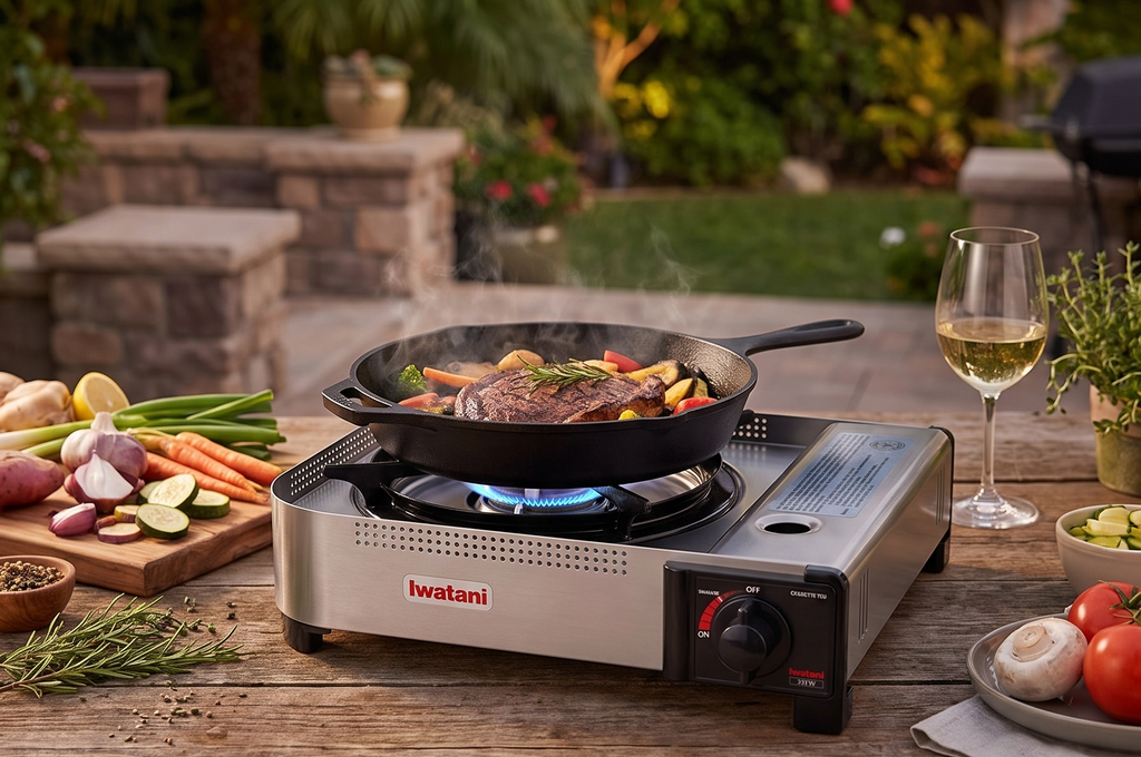 Iwatani 35FW Single-Burner Butane Portable Cooktop Indoor & Outdoor Cooking Stove Medium