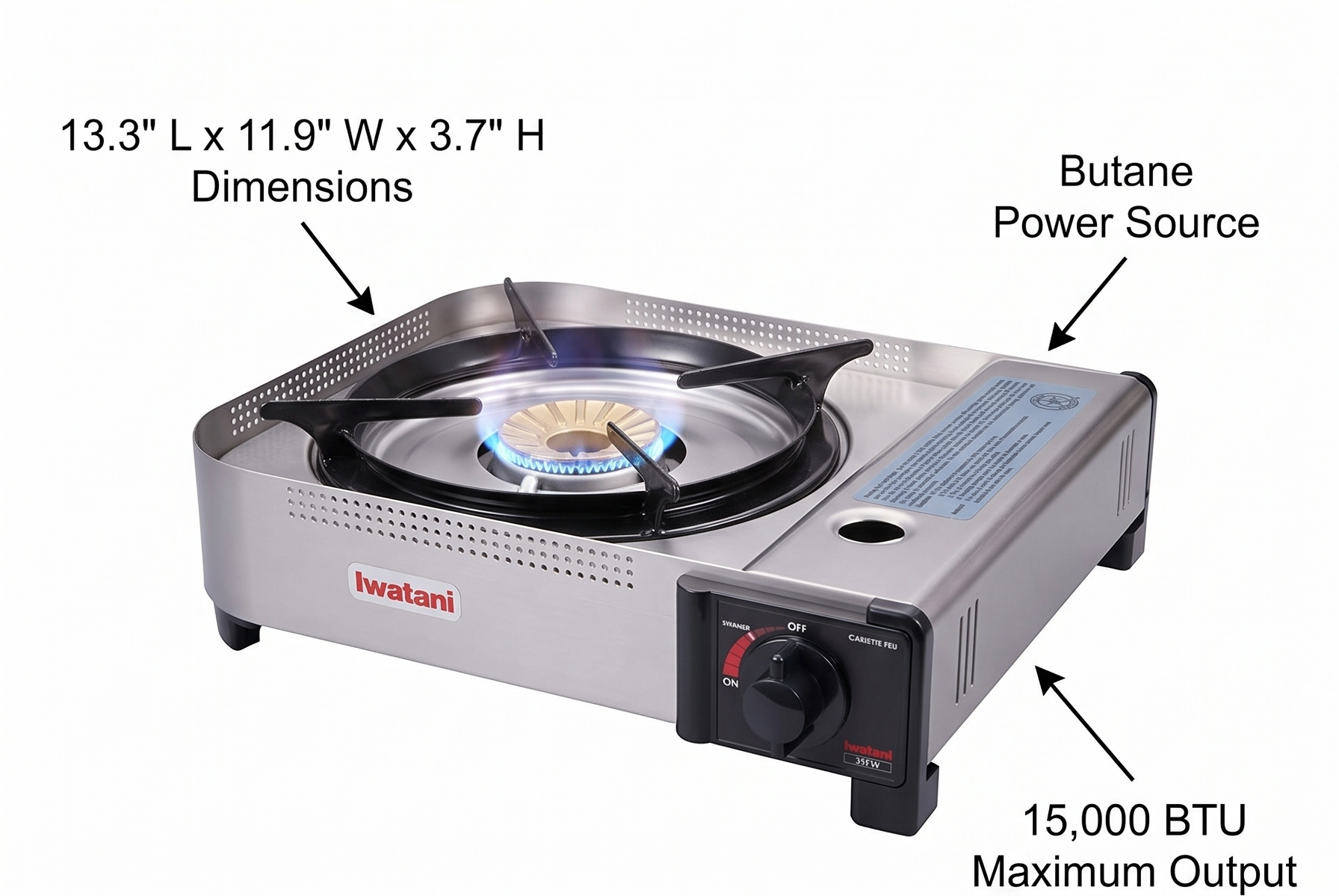 Iwatani 35FW Single-Burner Butane Portable Cooktop Indoor & Outdoor Cooking Stove Medium