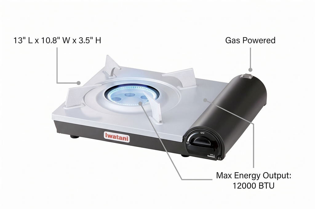 Iwatani America EPR Cassette Feu-EcoPremium Portable Butane Stove Cooktop, Black