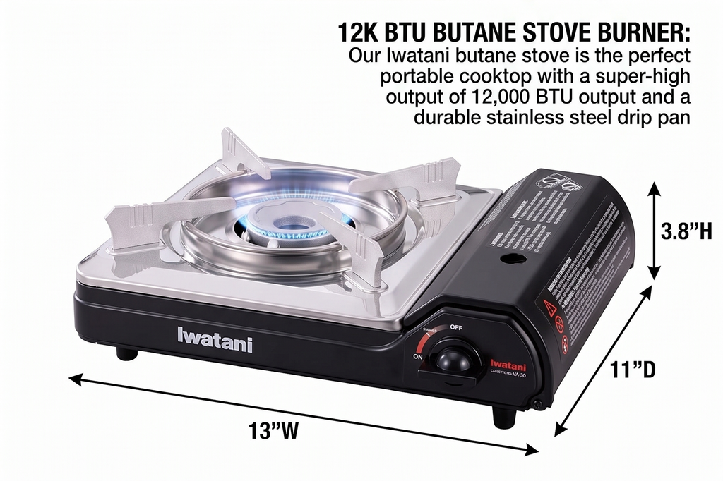 Iwatani Cassette Feu Butane VA-30 Camp Stove, one, BLACK
