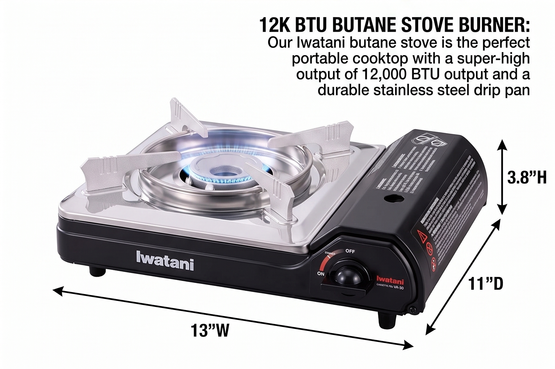 Iwatani Cassette Feu Butane VA-30 Camp Stove, one, BLACK