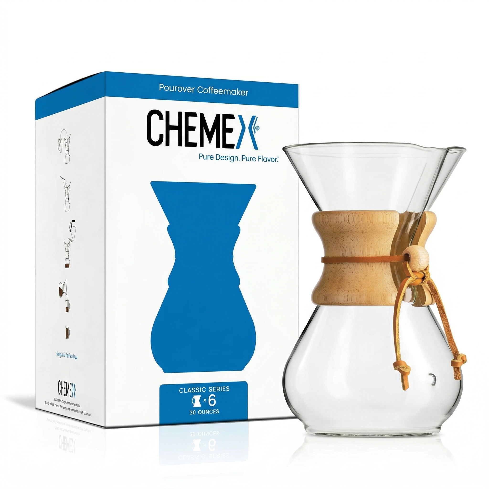 Chemex Pour-Over Glass Coffeemaker - Classic Series - 6-Cup - Exclusive Packaging