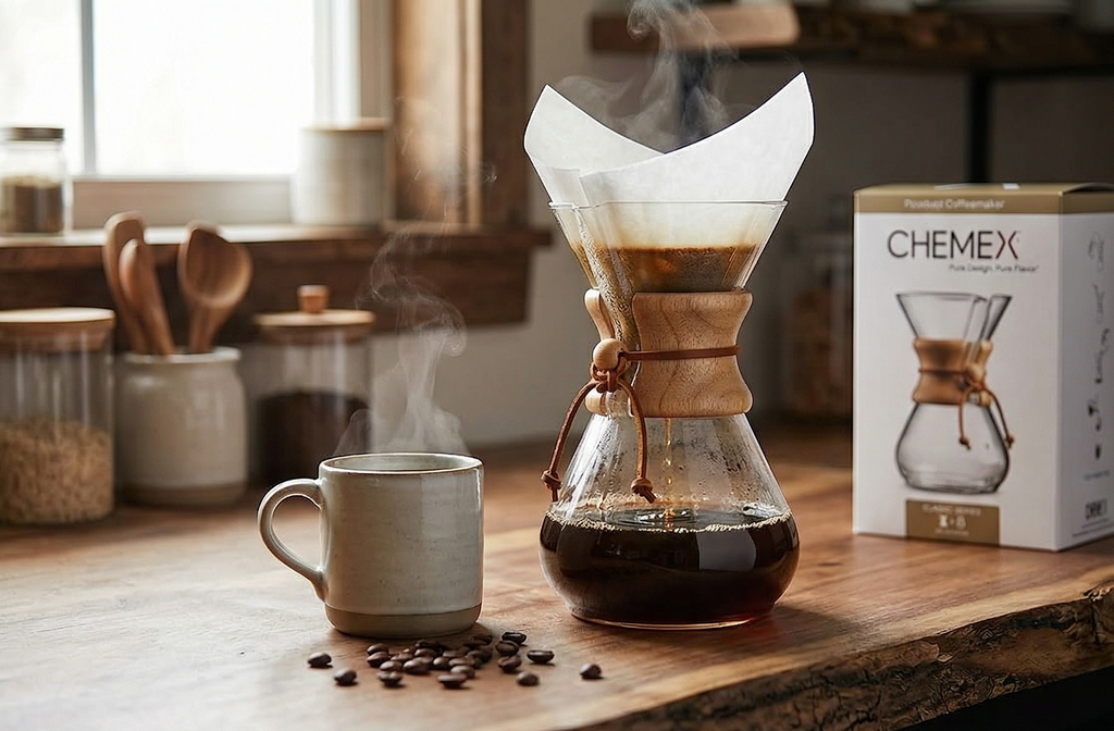 Chemex Pour-Over Glass Coffeemaker - Classic Series - 8-Cup - Exclusive Packaging