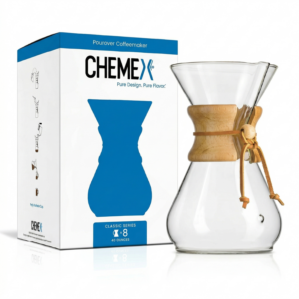 Chemex Pour-Over Glass Coffeemaker - Classic Series - 8-Cup - Exclusive Packaging