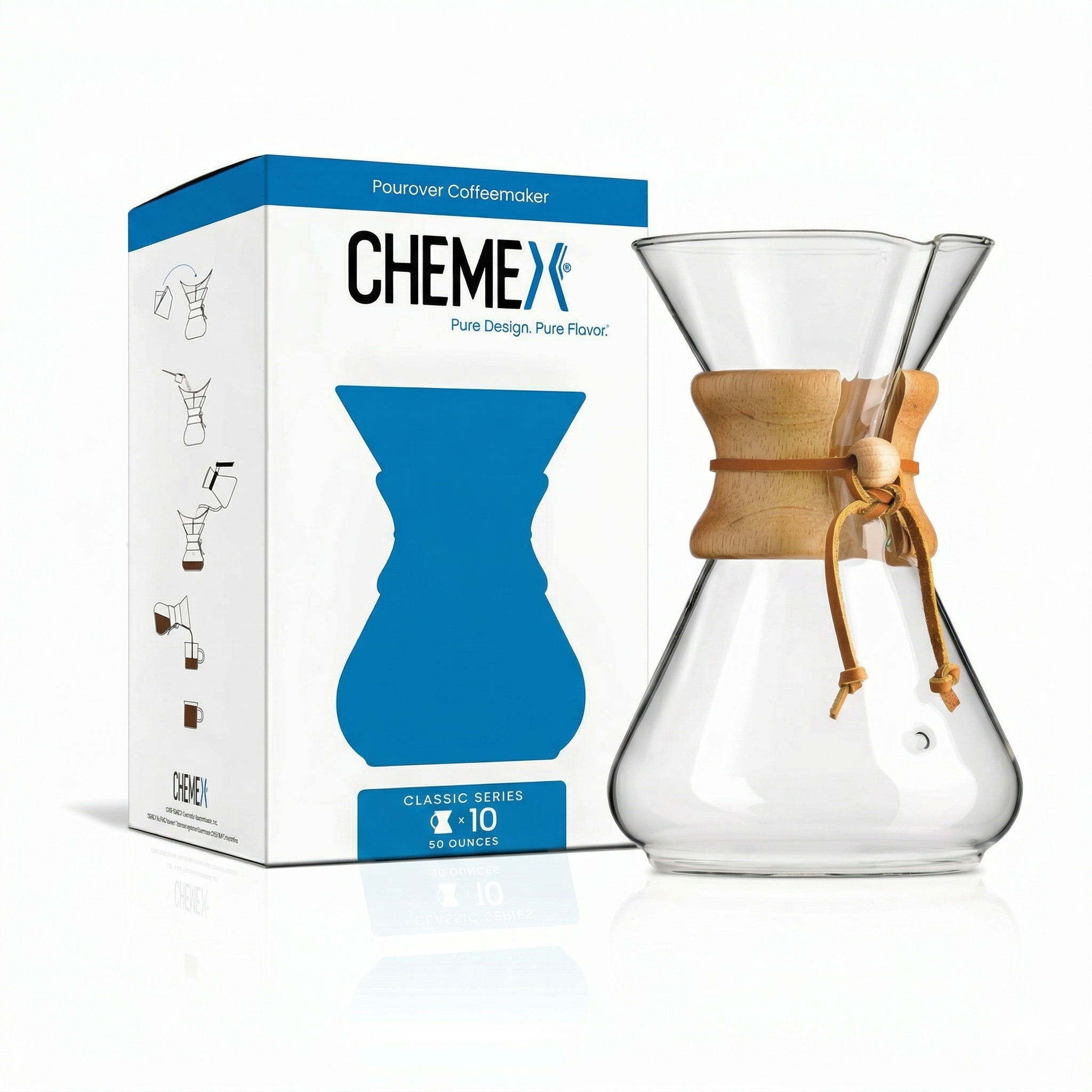 Chemex Pour-Over Glass Coffeemaker - Classic Series - 10-Cup - Exclusive Packaging