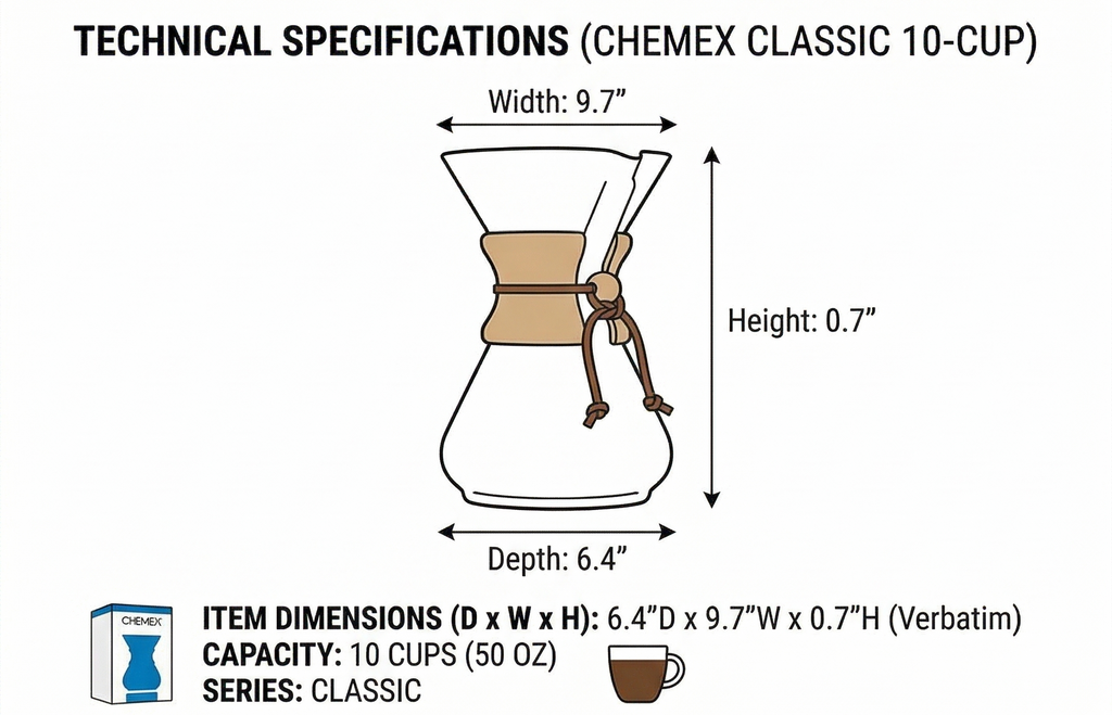 Chemex Pour-Over Glass Coffeemaker - Classic Series - 10-Cup - Exclusive Packaging