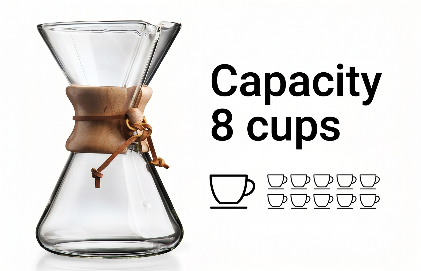 Chemex Pour-Over Glass Coffeemaker - Hand Blown Series - 8-Cup
