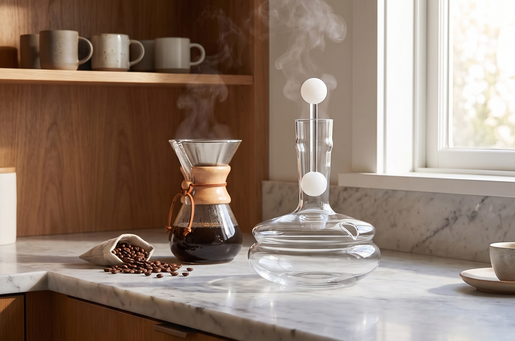 CHEMEX Hand Blown Glass Water Kettle, 2 Quart