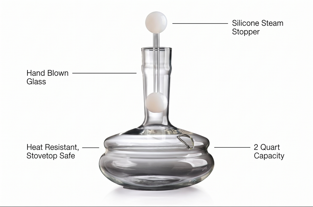 CHEMEX Hand Blown Glass Water Kettle, 2 Quart