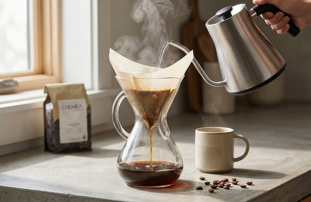 Chemex Pour-Over Glass Coffeemaker - Glass Handle Series - 6-Cup - Exclusive Packaging