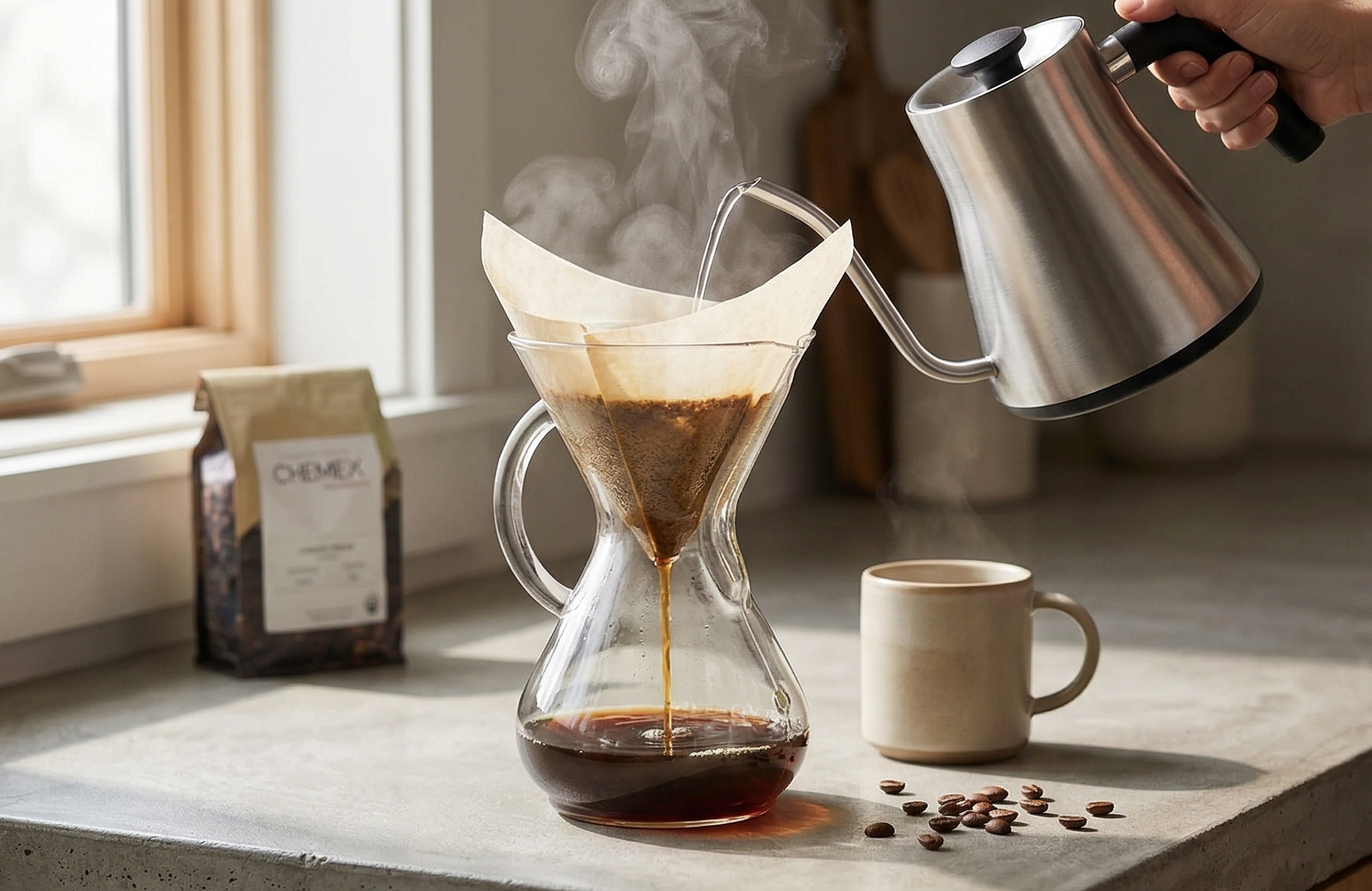 Chemex Pour-Over Glass Coffeemaker - Glass Handle Series - 6-Cup - Exclusive Packaging