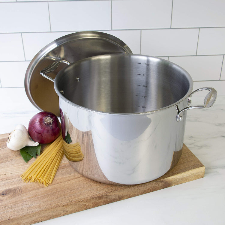 Stock Pot - Tri-ply 18/10 Professional Grade Induction Ready with Stainless Steel Lid and Stay Cool Handles (12 Quarts)