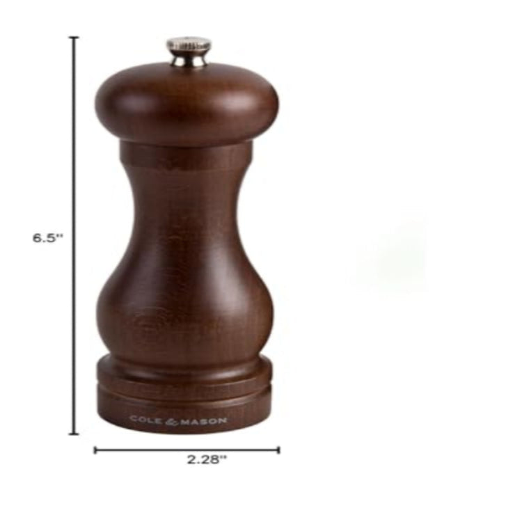 COLE & MASON Capstan Wood Pepper Grinder - Wooden Mill Includes Precision Mechanism, 6.5 inch