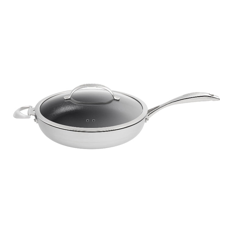 Scanpan HaptIQ 5.25 qt (12 1/2 inch) Stainless Steel-Aluminum Nonstick Saute Pan with Lid – Compatible with All Cooktops, Induction Ready, Metal Utensil Safe, Oven Safe to 500°F, Dishwasher Safe
