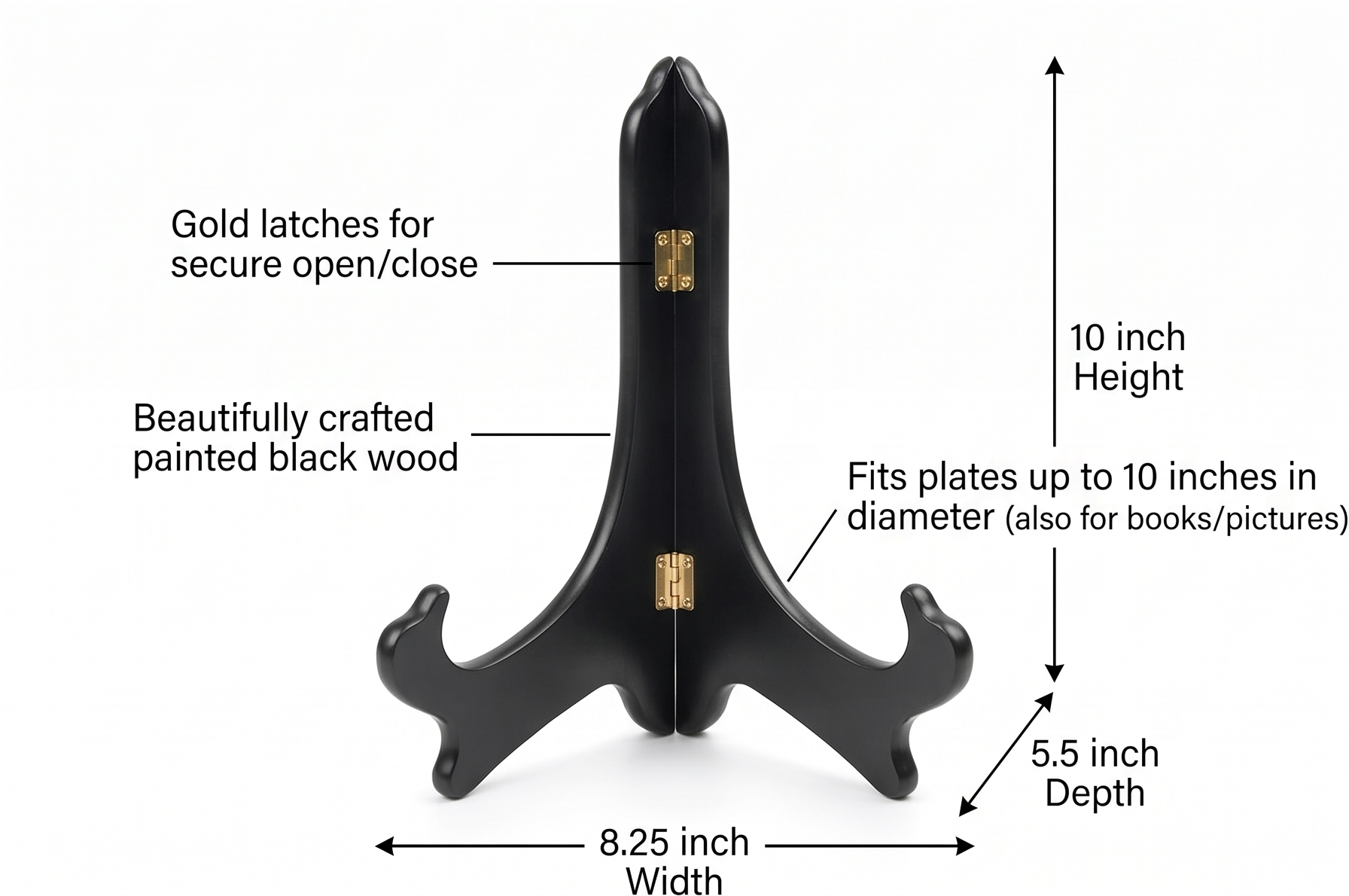 Fox Run Black Plate Stand, 10-Inch