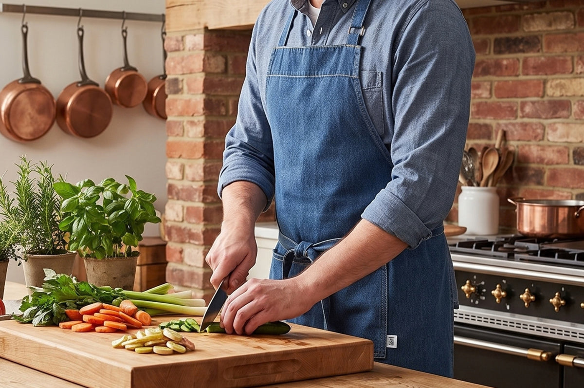 Now Designs Chef's Kitchen Apron, Denim Stone Wash - 28 x 32 in