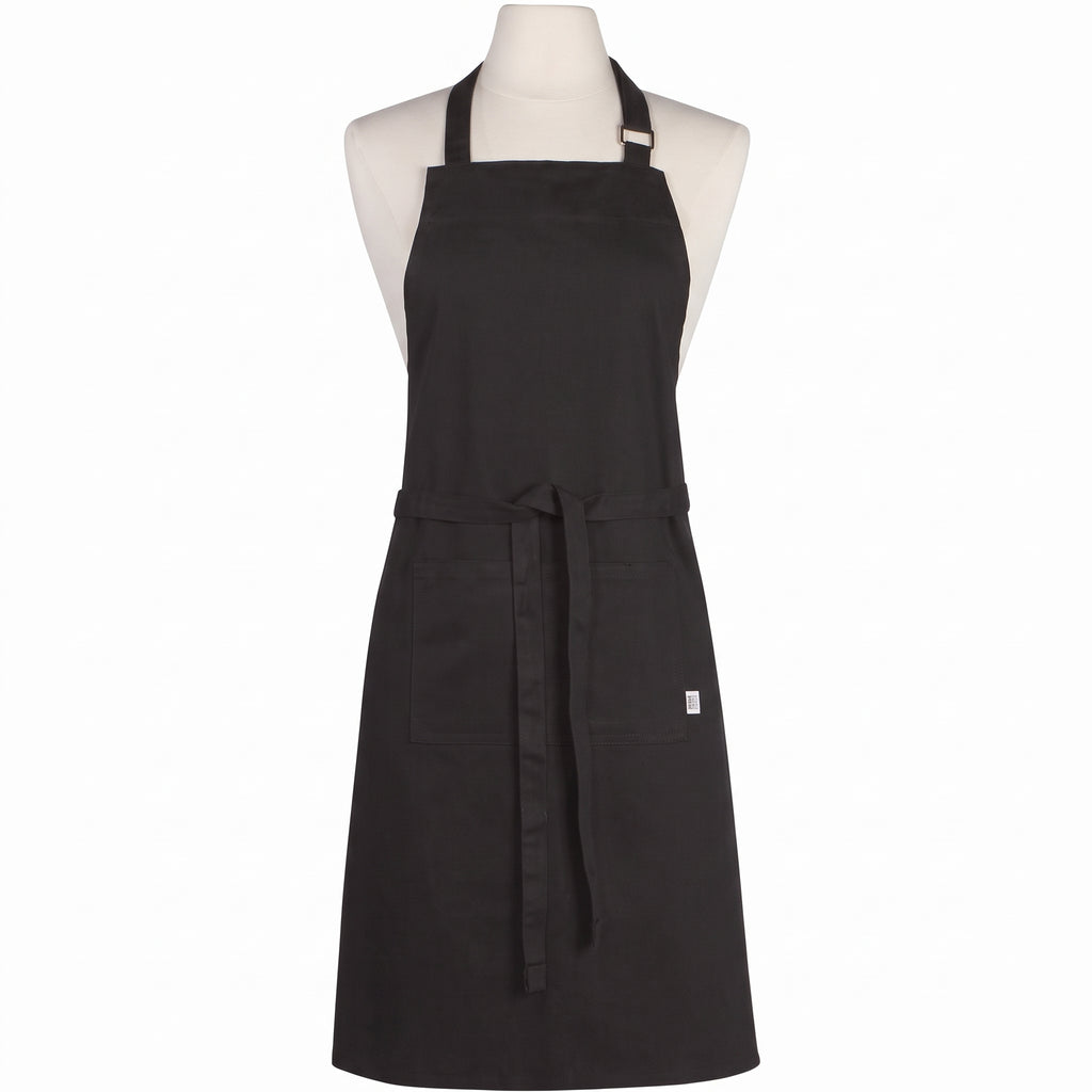 Now Designs Cotton Chef's Kitchen Apron, Solid Black 28 x 32 in