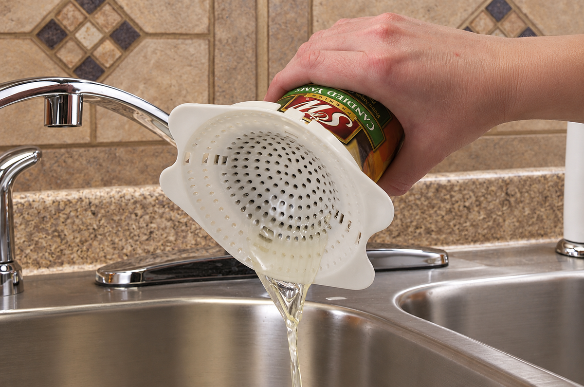 Jokari 06037 Snap-on Can Strainer - White One Size – Saves Time, Reduces Mess, Fits Most Can Sizes