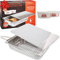 Camerons Large Stovetop Smoker - Stainless Steel BBQ Smoker Box w/Hickory & Oak Wood Chips & Recipe Guide - Indoor Outdoor Use on Any Heat for Smoking Meats, Veggies & Seafood - Grilling Gift for Men