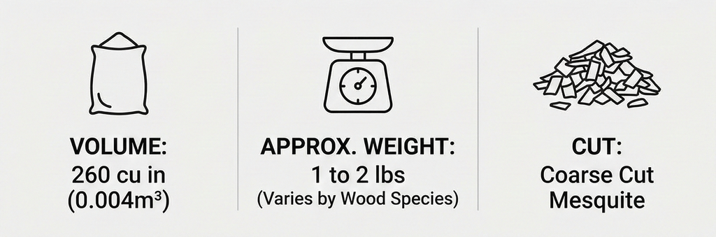 Camerons All Natural Mesquite Wood Chips for Smoker -260 Cu In Bag, Approx 2 Pounds- Kiln Dried Coarse Cut BBQ Grill Wood Chips for Smoking Meats - Barbecue Smoker Accessories - Grilling Gifts for Men