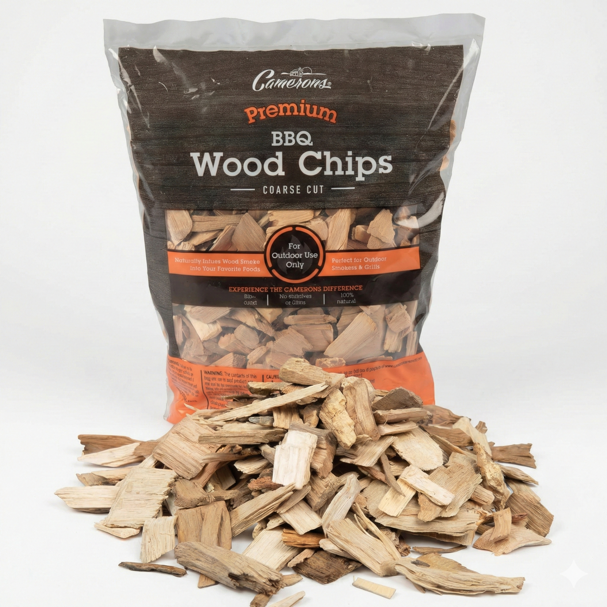 Camerons All Natural Pecan Wood Chips for Smoker - 260 Cu. In. Bag, Approx 2 Pounds- Kiln Dried Coarse Cut BBQ Grill Wood Chips for Smoking Meats - Barbecue Smoker Accessories - Grilling Gifts for Men