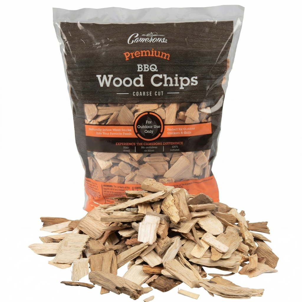 Camerons All Natural Maple Wood Chips for Smoker - 260 Cu. In. Bag, Approx 2 Pounds- Kiln Dried Coarse Cut BBQ Grill Wood Chips for Smoking Meats - Barbecue Smoker Accessories - Grilling Gifts for Men