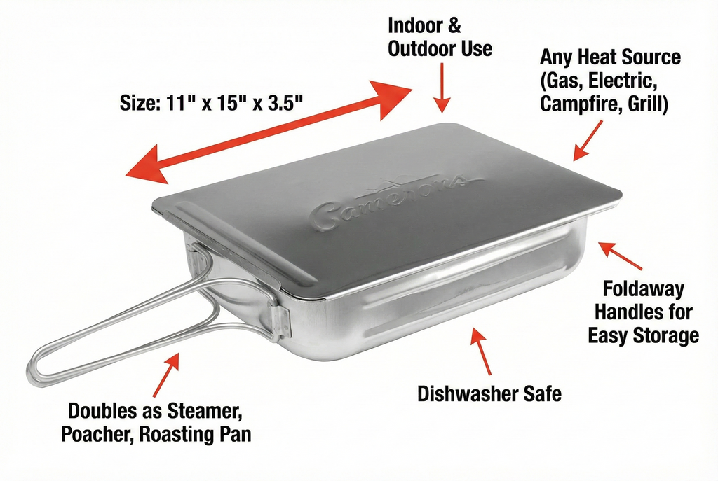 Camerons Original Stovetop Smoker -Smoker Box Gift Set w/Oak, Apple, Hickory Wood Chip Pints & Recipe Guide- Indoor Outdoor Use - Great for Smoking Meats - Barbecue Grilling Holiday Xmas Gift for Men