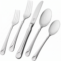 ZWILLING Provence 45-Piece Flatware Set, 18/10 Stainless Steel, Dual Mirror-Satin Finish, Service for 8, 5-piece placesetting plus 5 serving pieces