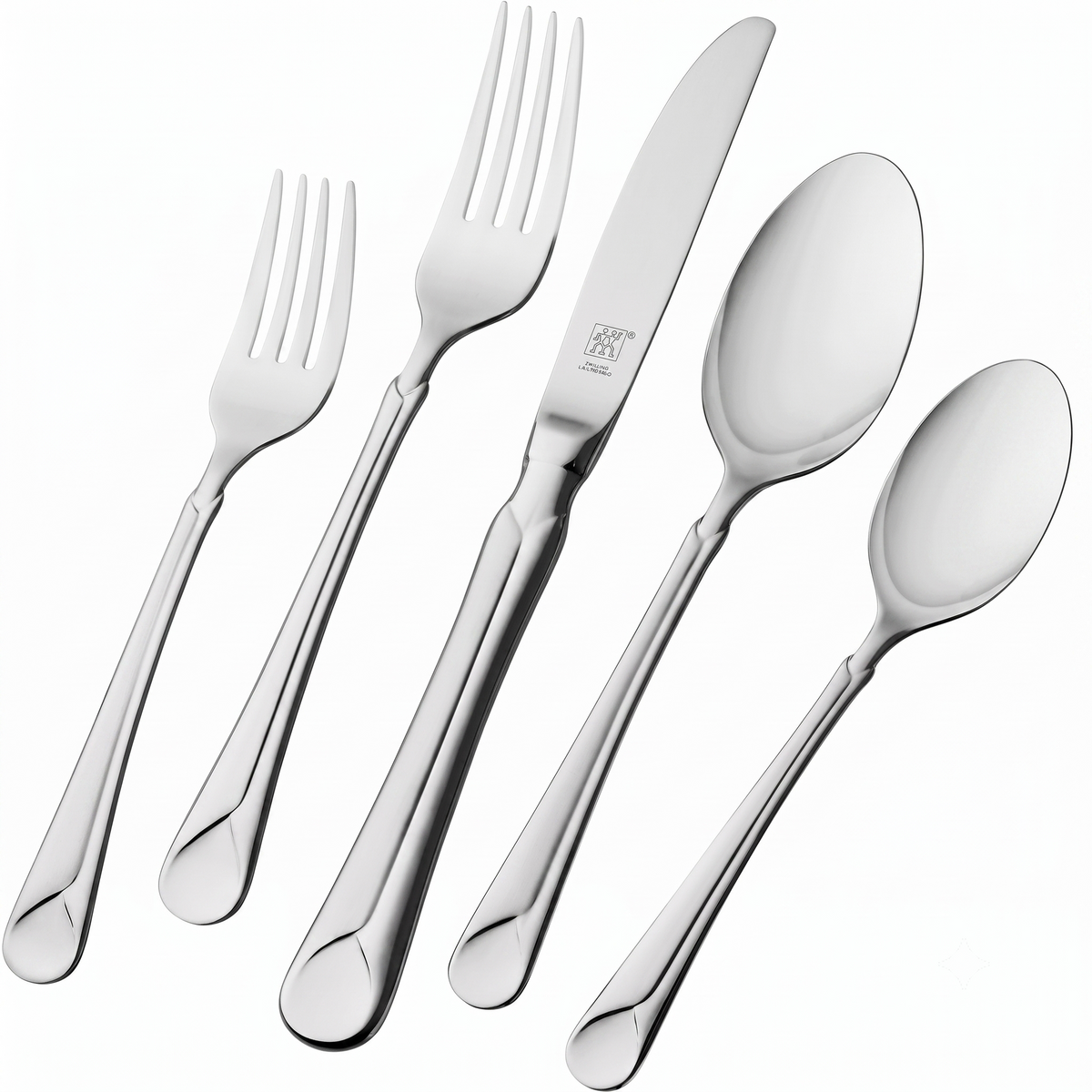 ZWILLING Provence 45-Piece Flatware Set, 18/10 Stainless Steel, Dual Mirror-Satin Finish, Service for 8, 5-piece placesetting plus 5 serving pieces