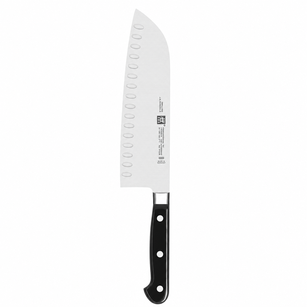 ZWILLING Professional S 7-inch Razor-Sharp German Hollow Edge Santoku Knife, Made in Company-Owned German Factory with Special Formula Steel perfected for almost 300 Years, Dishwasher Safe
