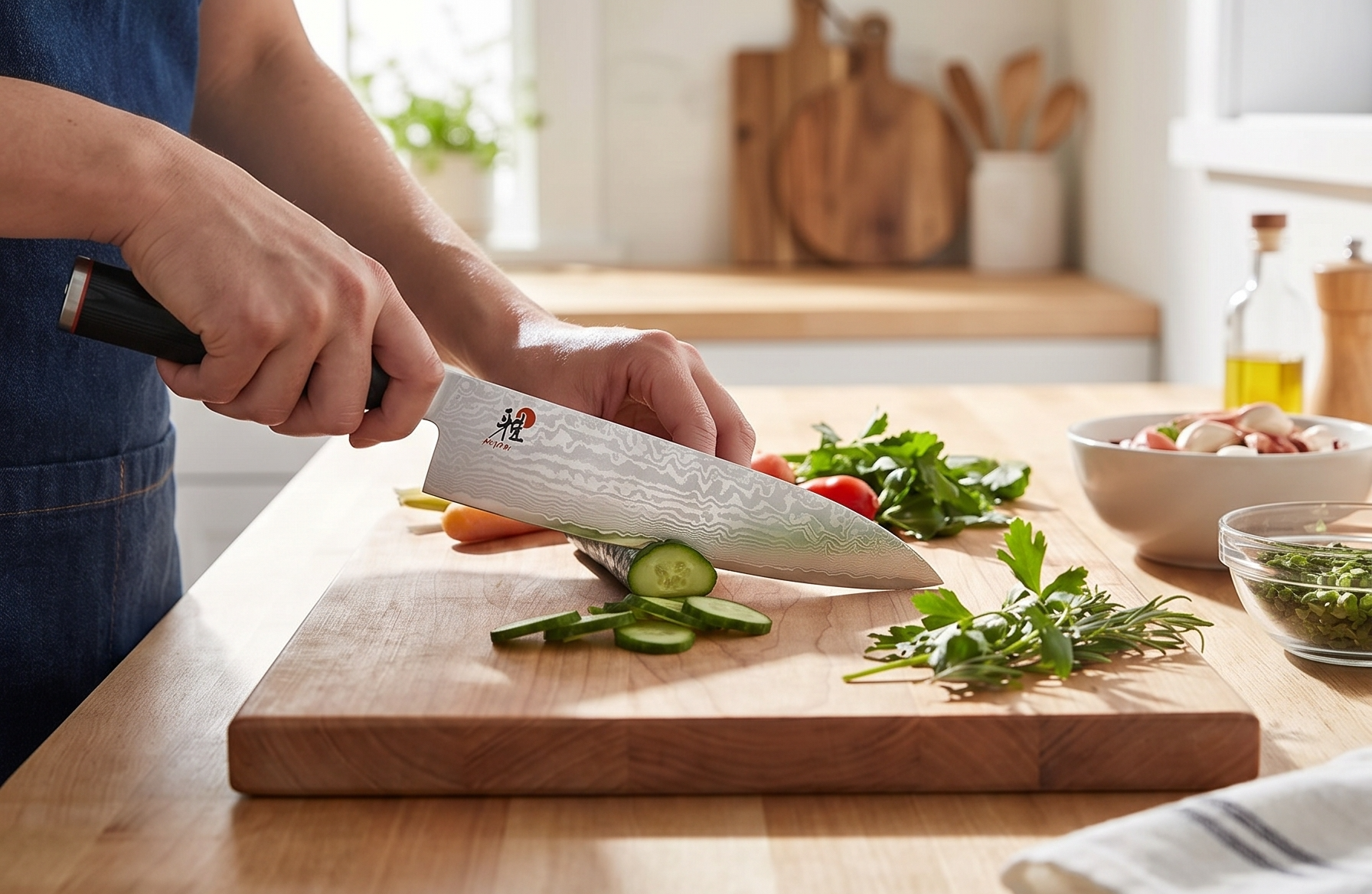MIYABI Kaizen 9.5" Chef's Knife, Black with Red Accent, Medium (34183-243)